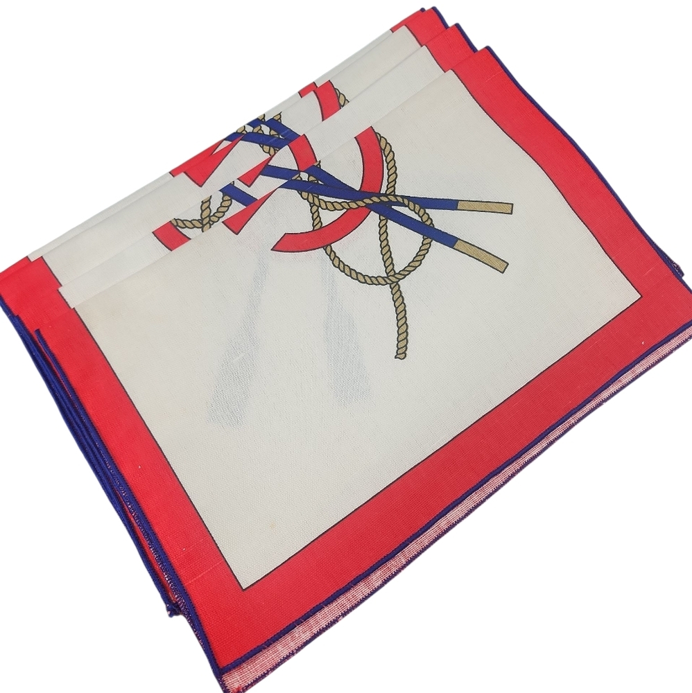 Vintage 1970 Gucci Linen Nautical Set Of 8-  4 Placemats And 4 Napkins - Picture 2 of 13